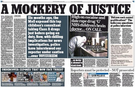 MoS reporter faced 'absurd' police questioning about 'voyeurism' after secret filming of drug-taking doctor 